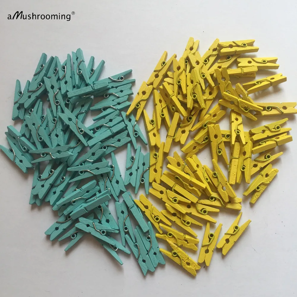 50 Mini Clothespins Natural Wood Mini Clothes Pin Small Photo Wood Clip Wedding Favors Baby