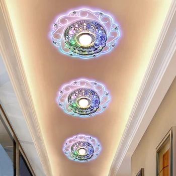 

New Design Modern Corridor Mirror Ceiling Lamp Aisle Veranda Lighting Down Crystal Surface Mounted LED Ceiling Lights