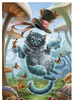 

2018 5D DIY Diamond Painting Alice In Wonderland Cross Stitch Love The Cheshire Cat