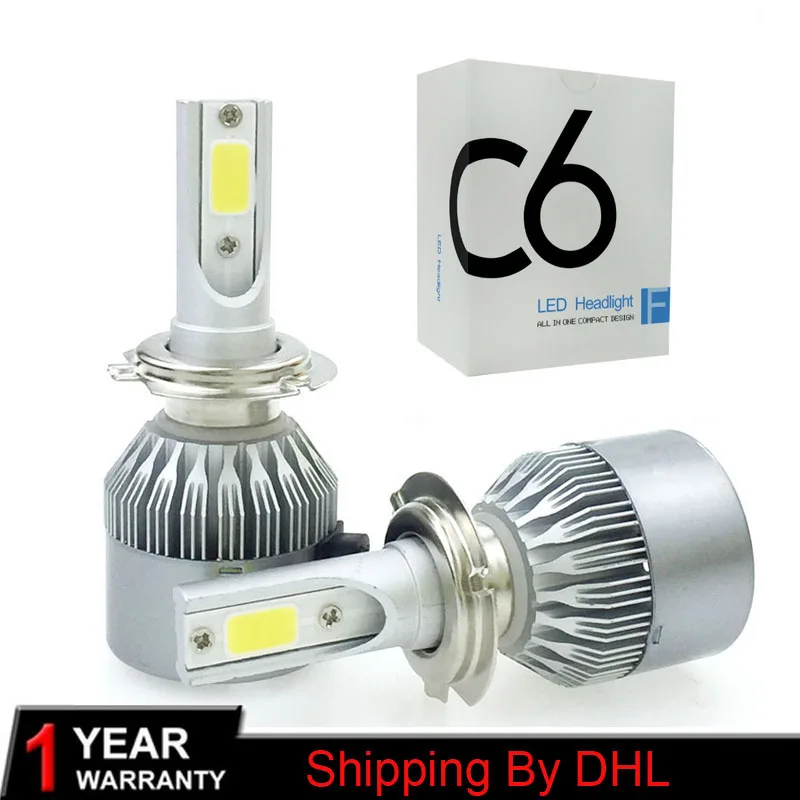 

2Pcs New Arrival Car Light C6 LED H4 9003 HB2 H1 H3 H8 H11 H7 Led Lamp Auto Headlight Bulbs Headlamp 7600lm 6500k Lights