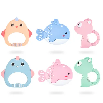 

2019 Newest Baby Girl Boy Teething Toys BPA Free Food Grade Silicone Teethers Cartoon Animal Shape Baby Teething
