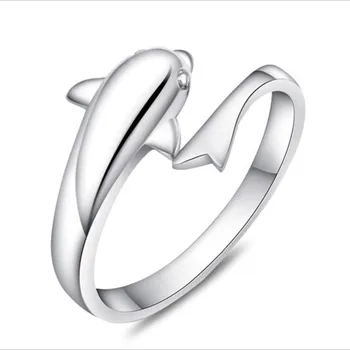 

LUKENI Cute Dolphin Lover Rings For Girl Jewelry Trendy 925 Sterling Silver Rings For Women Bride Wedding Party Bijou Christmas