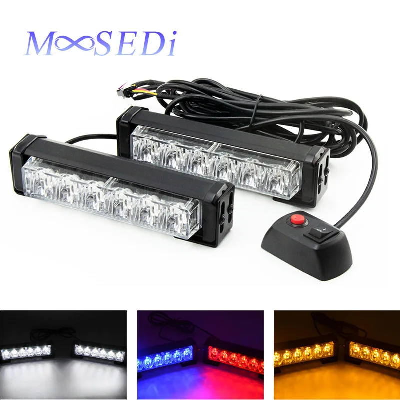 

FLYCAR 6 LED Vehicle Emergency Hazard Warning Strobe Flash Lights 12V 24V White/ Red Blue/ Amber Flashing Strobe Light Kit