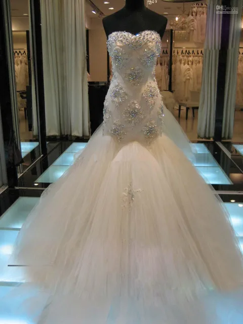 Nuevo Magnífico Cristales Perlas Appliques Tulle de La ...