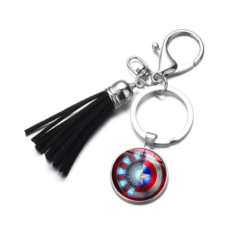 

2019 New Hot Iron Man Heart Tony Stark Keychain High Quality Leather Taseel Charm Car Key Chain Key Ring Holder Wholesale