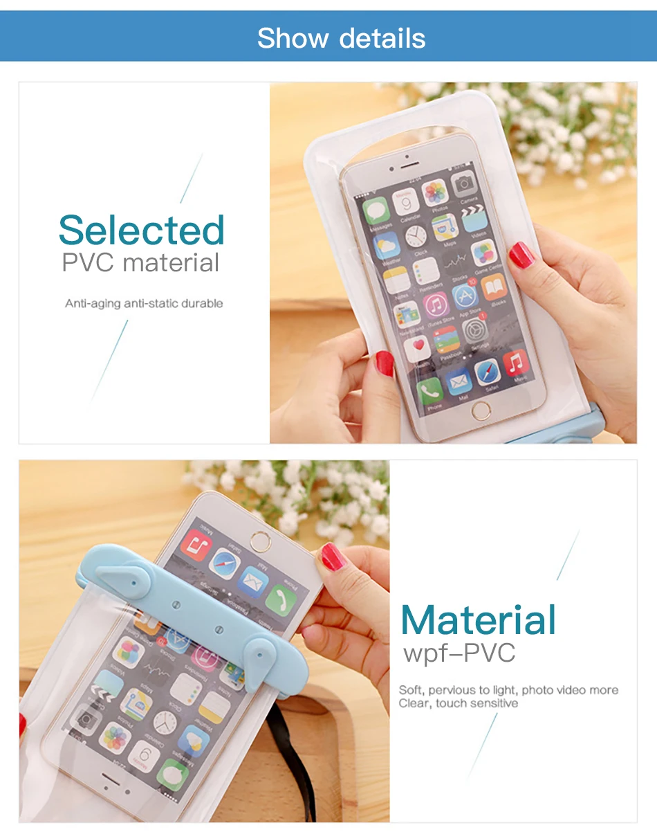 !ACCEZZ PVC Waterproof Phone Case Bag 6 inch For iPhone XR Xiaomi Huawei Samsung Swimming Outdoor Mobile Phone Pouch Cover Case (10)