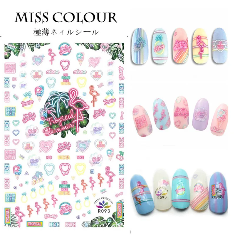 

7sheets Japanese Ultrathin Neon Stripes Nail Sticker Mixed Designs Adhesive 3D Nail Art Stickers Decals Decorations Manicure