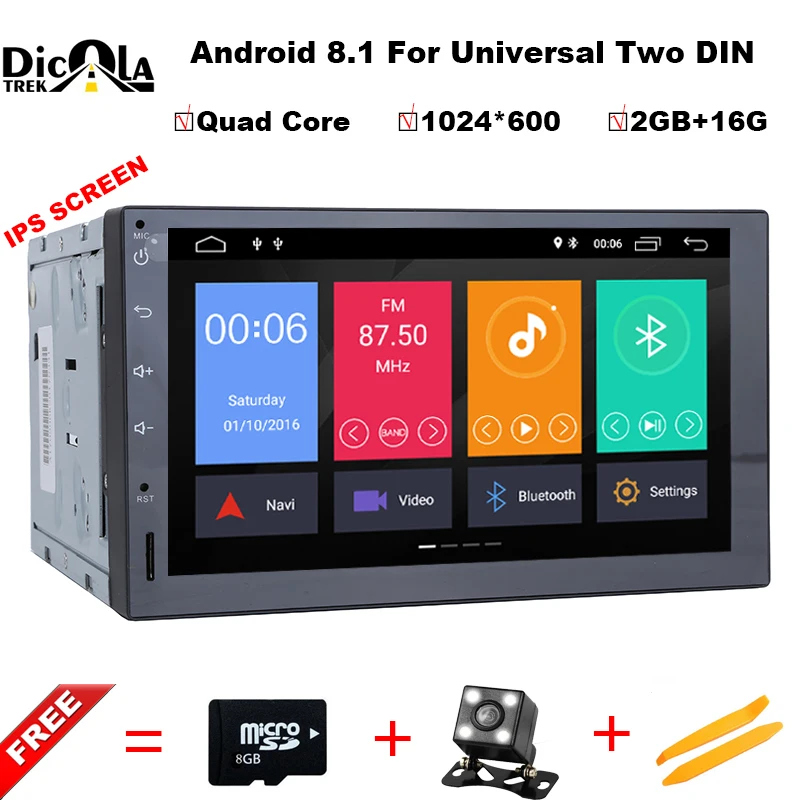 

Android 8.1 IPS HD Universal Car Radio 2 Din 7'' Car Stereo GPS Navigation Quad Core 2GB RAM Wifi 4G Video Audio Player NO DVD