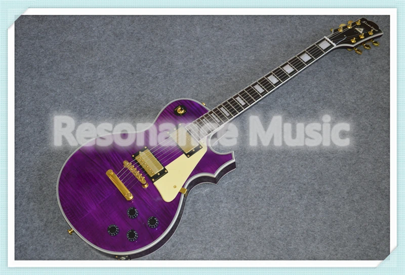 

100% Real Picture Solid Guitar Body Suneye LP Custom Style Electric Guitars In Purple Color With Cream Pickguard