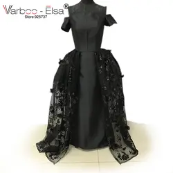 Varboo_elsa вечернее платье черная атласная платье для выпускного вечера бордовый лодка Средства ухода за кожей шеи короткий рукав вечернее