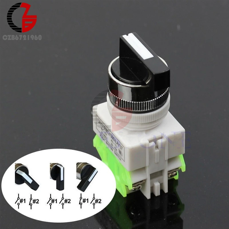 Lay7-20x/3 Rotary Switch 3 Position 3p Selector Knob Switch Power ...
