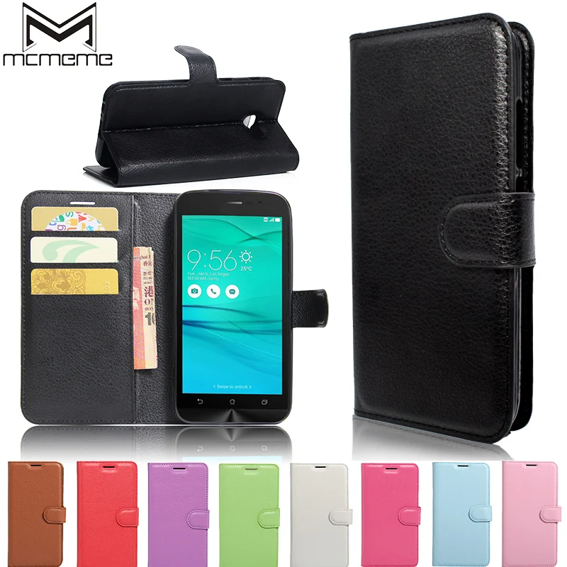 

MCMEME Luxury Leather Phone Case For Asus ZenFone Go ZB500KL ZB500KG ZC500TG ZC451TG ZB551KL ZB452KG Flip Wallet Case Cover Bag