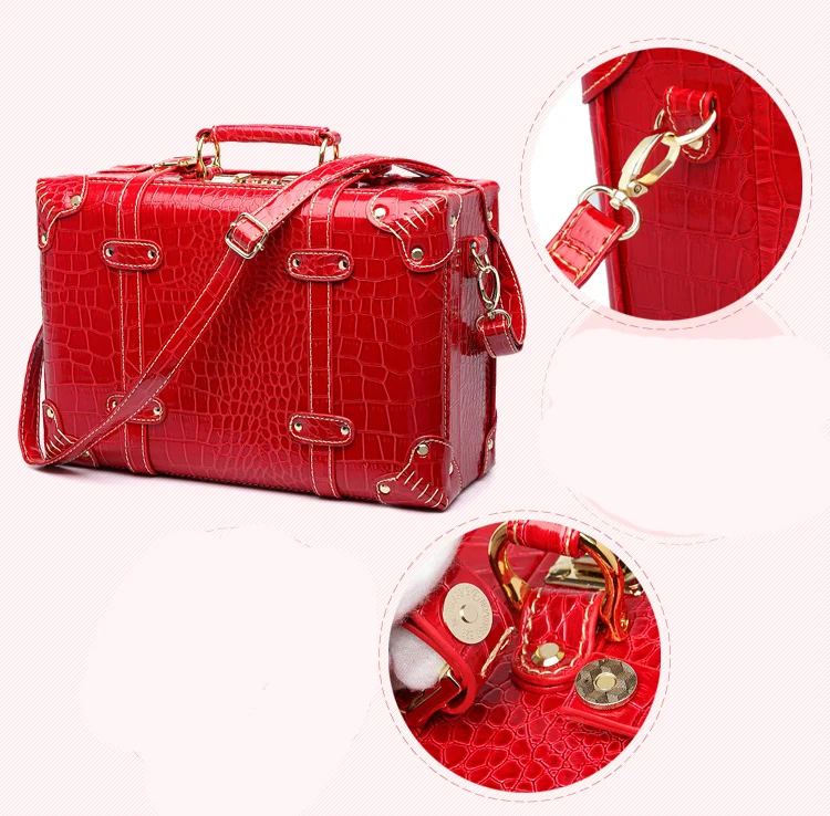 LeTrend Винтаж PU кожаная дорожная сумка Чемодан красный чемоданы 20 дюймов вести Для женщин Сумки