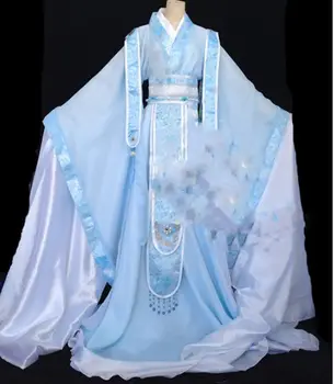 

Xu Ran Ju White Blue Male Costume Hanfu Cos Shen'An MuYan ShangGuan Tou Men's Scholar Cosplay Hanfu