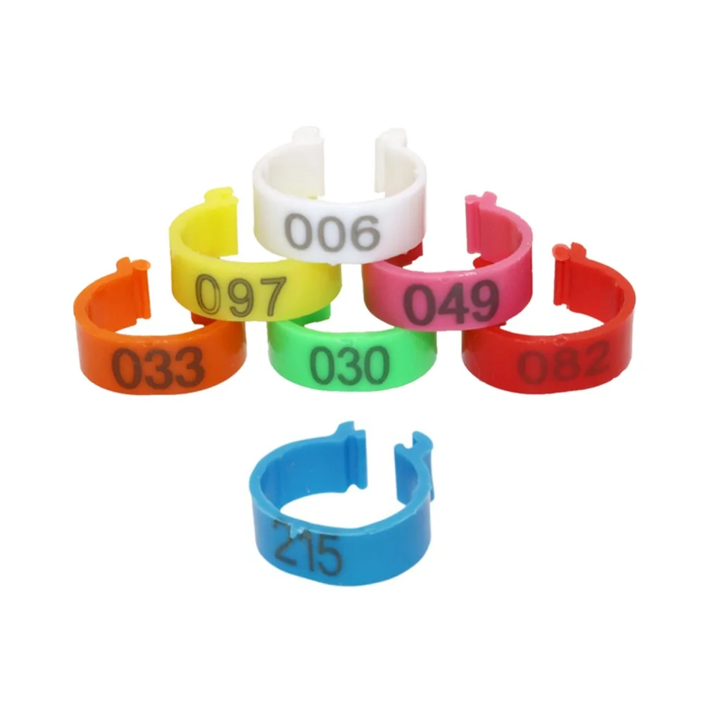 7 цветов, 16 мм, цифровое кольцо для ног, NO.001-500, птицеводство, пряжка, кольца с зажимом, сельскохозяйственное оборудование, идентификационное кольцо для курицы, 100 шт