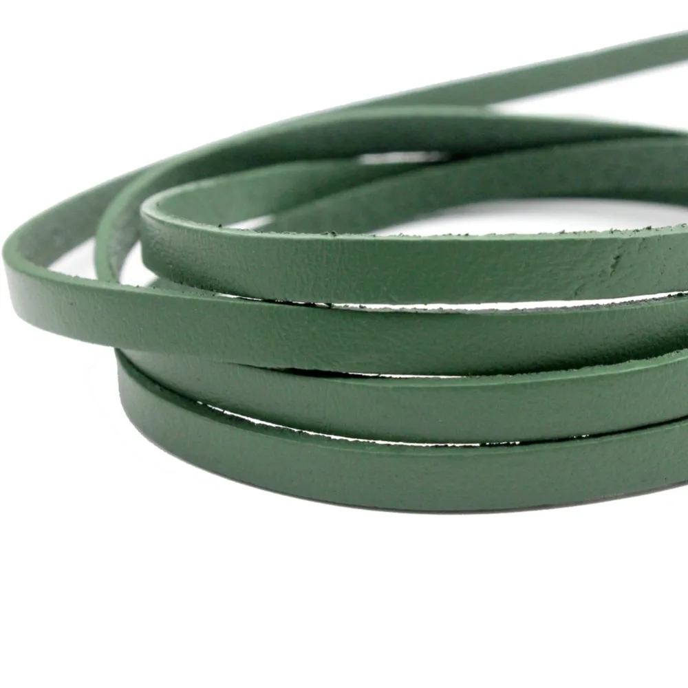 

1 Yard 5mmx2mm Olive Coated Cow Hide Real Leather Strip 5mm Wide Genuine Genuine Cow Leather Bracelet Necklace Findings GF5M164