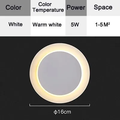 Светодиодный настенный светильник для спальни с поворотом на 360 градусов, регулируемый светильник 4000 K, белый креативный настенный светильник, черный современный квадратный круглый светильник - Цвет абажура: Черный