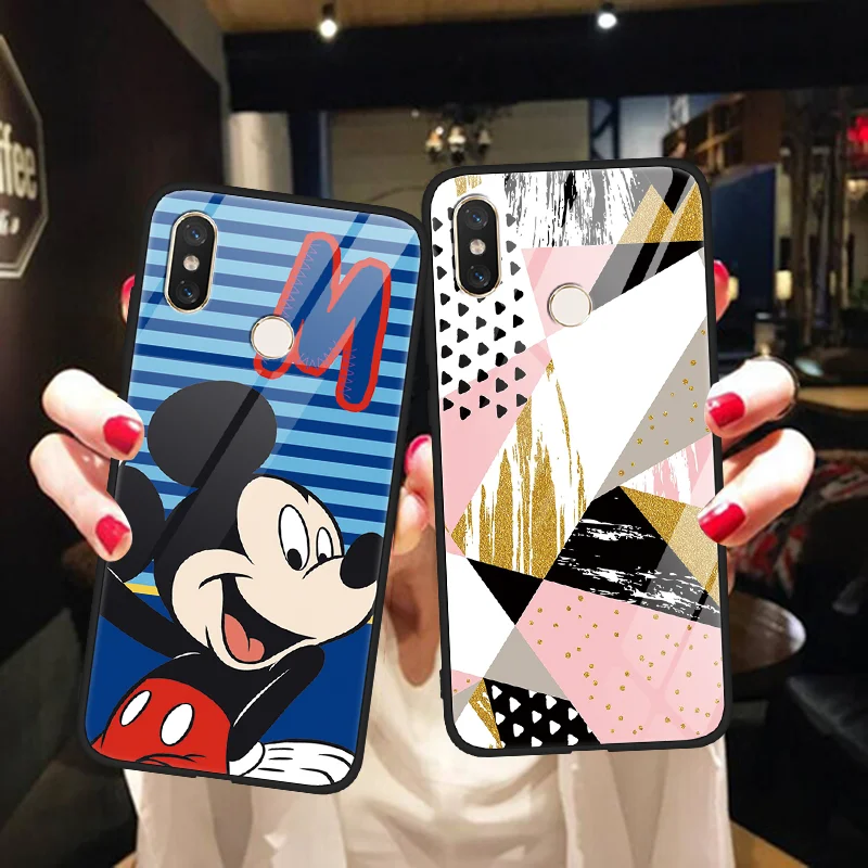 

Marble Cartoon Tempered Glass Case For Xiaomi Mi A2 6X 5 5S 6 9 8X 8 SE Lite Max3 Mix 2 2S Redmi Note 5 6 Pro S2 7 Flower Fundas