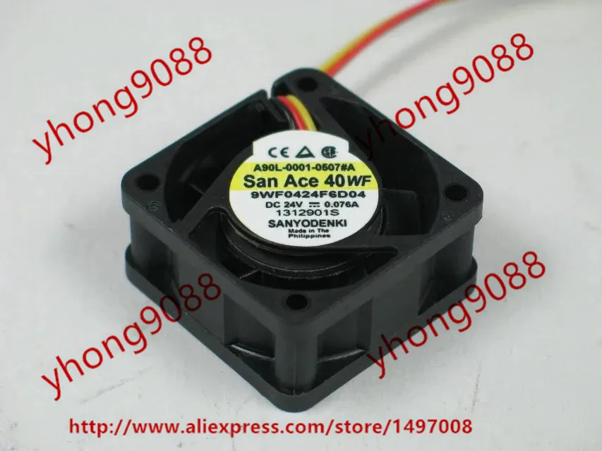 Вентилятор для охлаждения сервера SANYO DENKI 9WF0424F6D04 DC 24V 0.076A 40x40x20 мм|square fan|server fan40x40x20mm