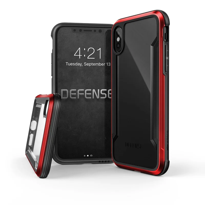 Red X-Doria Defense Shield чехол для телефона для iPhone XS X военный класс падение протестированный чехол Coque для iPhone X Алюминиевый защитный чехол - Цвет: Red