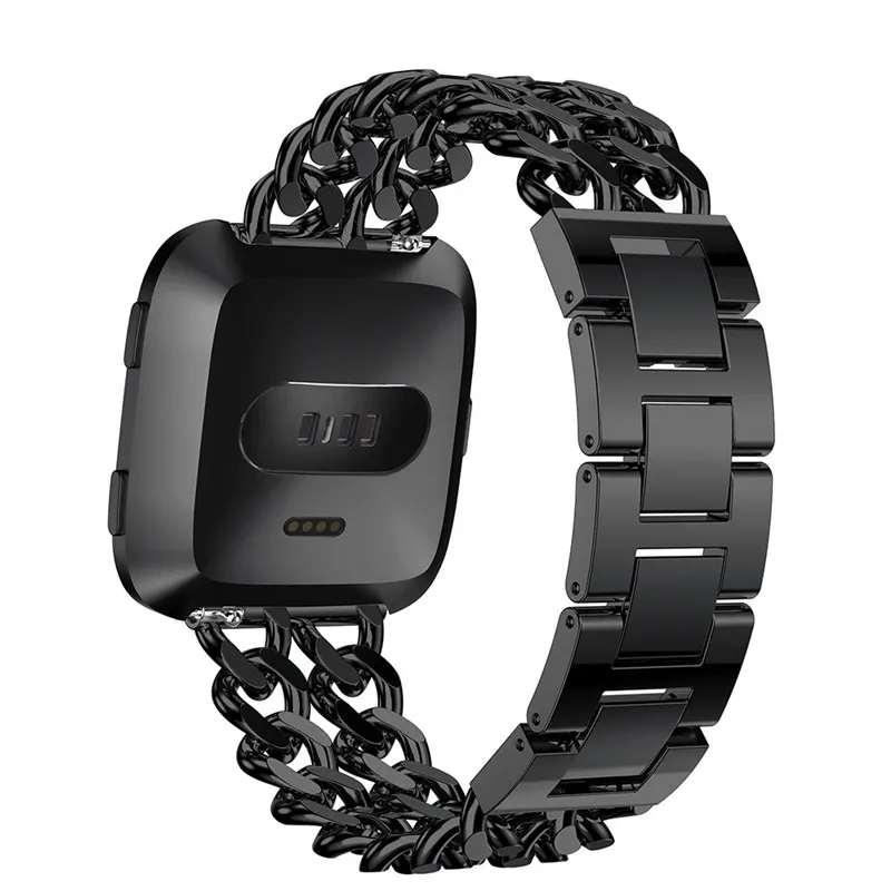 Элегантный ремешок для Fitbit Versa Смарт-часы двухрядные ковбой цепи сплава смотреть группа сплава Замена ремешки Браслет