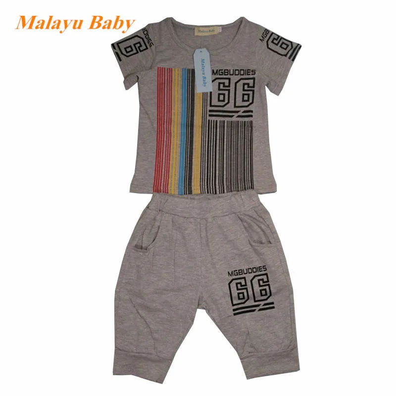 Conjunto de Roupas Letras de Manga Camiseta + Shorts Bebê Menino Verão Novo Listrado Curta Calças 2 Pçs Roupas Infantis Casuais 2020 4 camiseta + shorts calças 2 pçs roupas infantis casuais