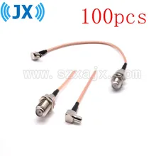 JX 100 sztuk kabel RF F do TS9 kabel F żeński do TS9 kątowy RG316/RG174 kabel pigtailowy do modemu USB Huawei 3G/4G