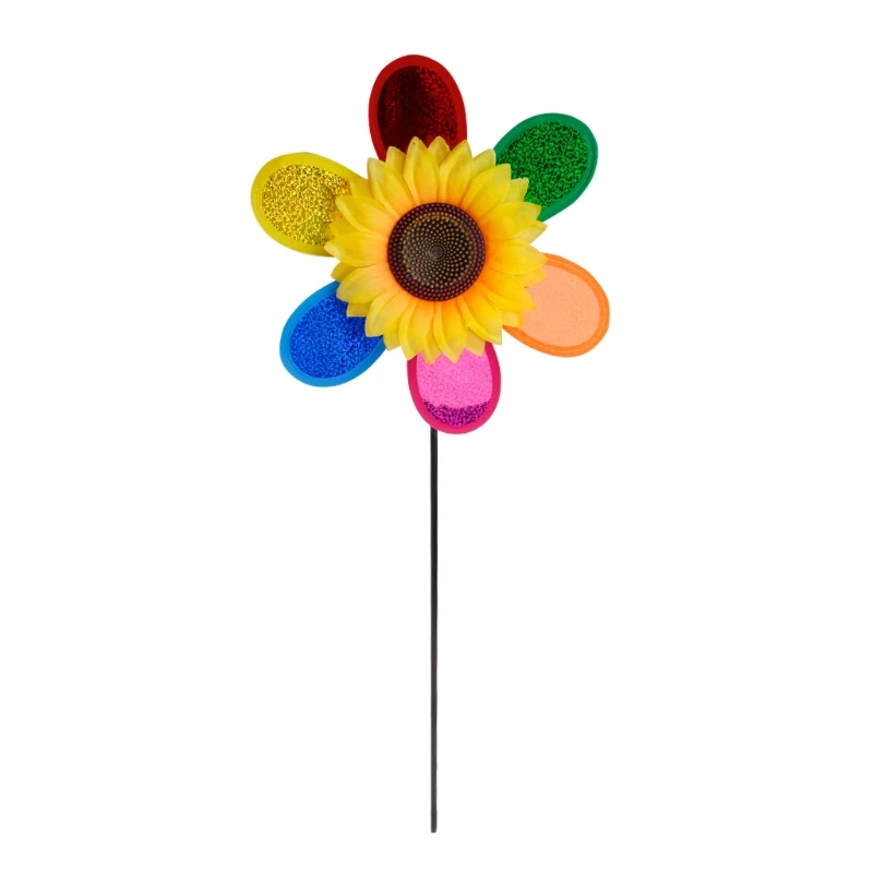 

Colorful Sequins Sunflower Windmill Wind Spinner Home Garden Yard Decoration