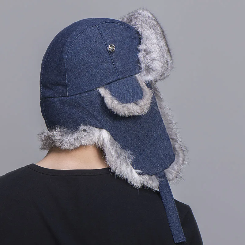 grey rabbit fur jean blue shell 1