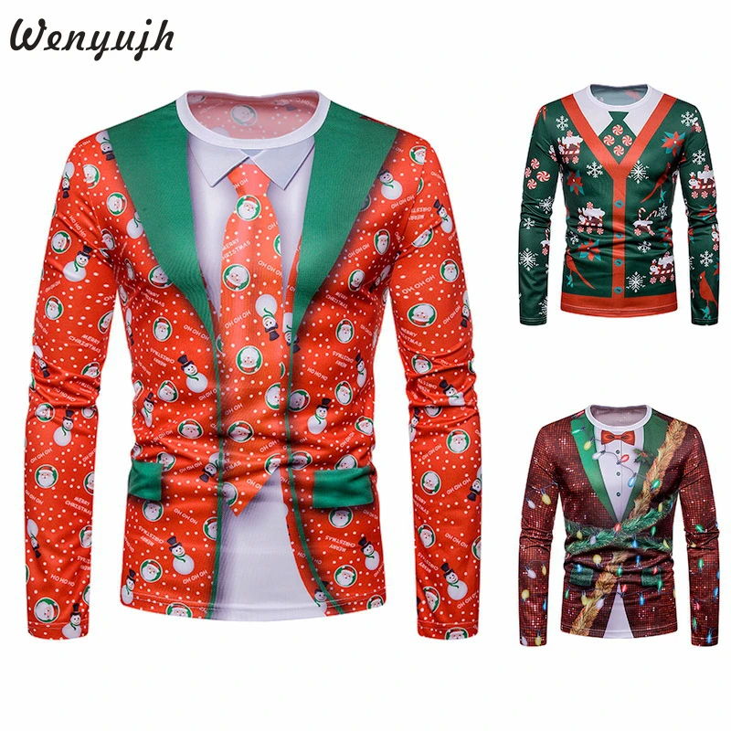 

Wenyujh 2019 New Mens Christmas Unisex Vacation Santa 3D Print Funny T-Shirts Tops Sweatershirt Fashion Christmas Party T-Shirts