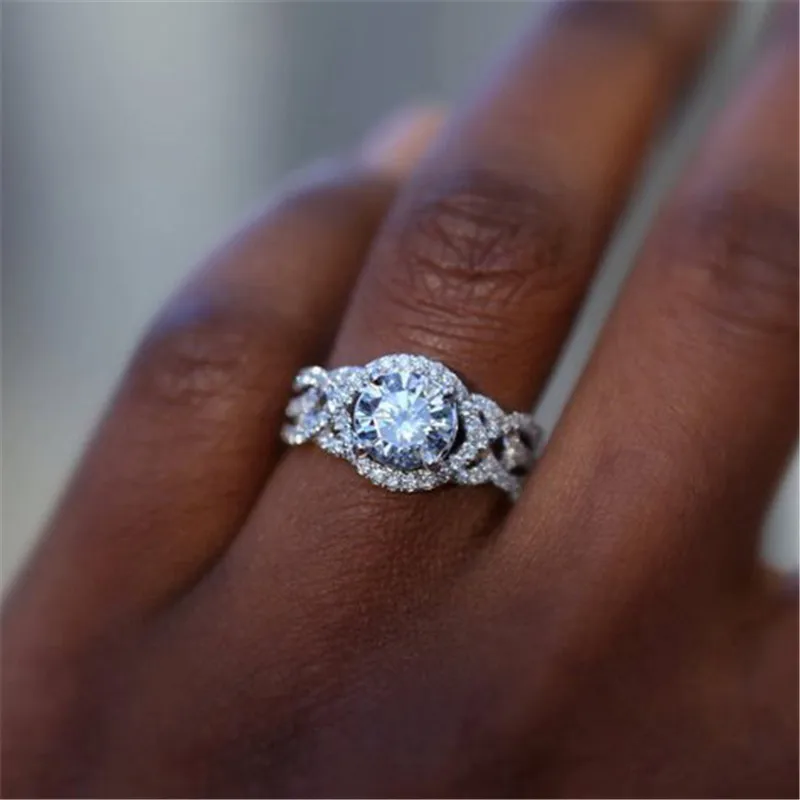 LETAPI модный дизайн Горячая белые CZ серебряные кольца AAA циркон обручальные кольца для женщин - Цвет основного камня: 15269
