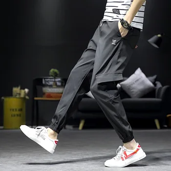 

Men's European and American style new wide-tube overalls Multi-pocket slim mid-rise elastic feet