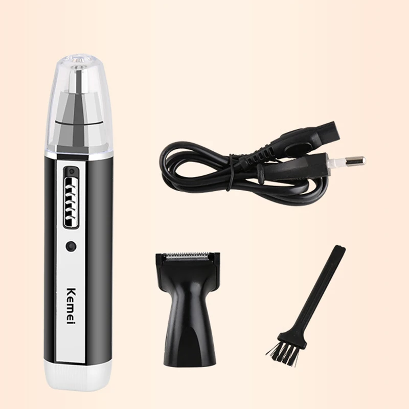 Hot Sale Kemei KM-6632 Electric Nose Device 2 In 1 Rechargeable Nose Hair Trimmer Home Travel -3