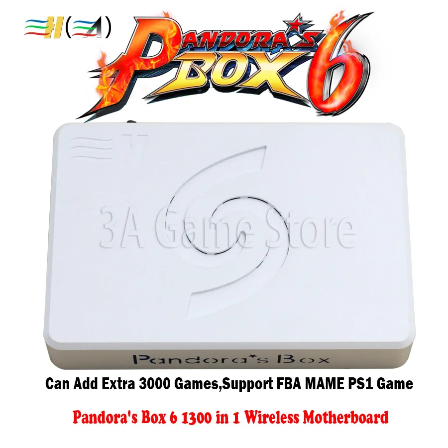 Pandora box 6 беспроводная версия материнской платы 1300 в 1 поддержка fba mame 3d игры для беспроводной аркадной консоли HDMI VGA USB к ПК ТВ