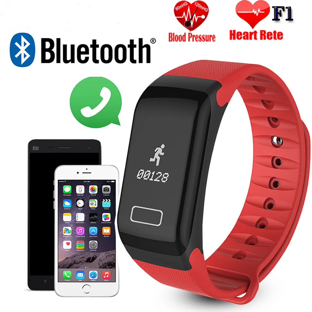 

BUMVOR Children's F1 Smart Waterproof Wristband Sport Watch Intelligent Bracelet Call Reminder Step Pulse Heart Rate Monitor Ban
