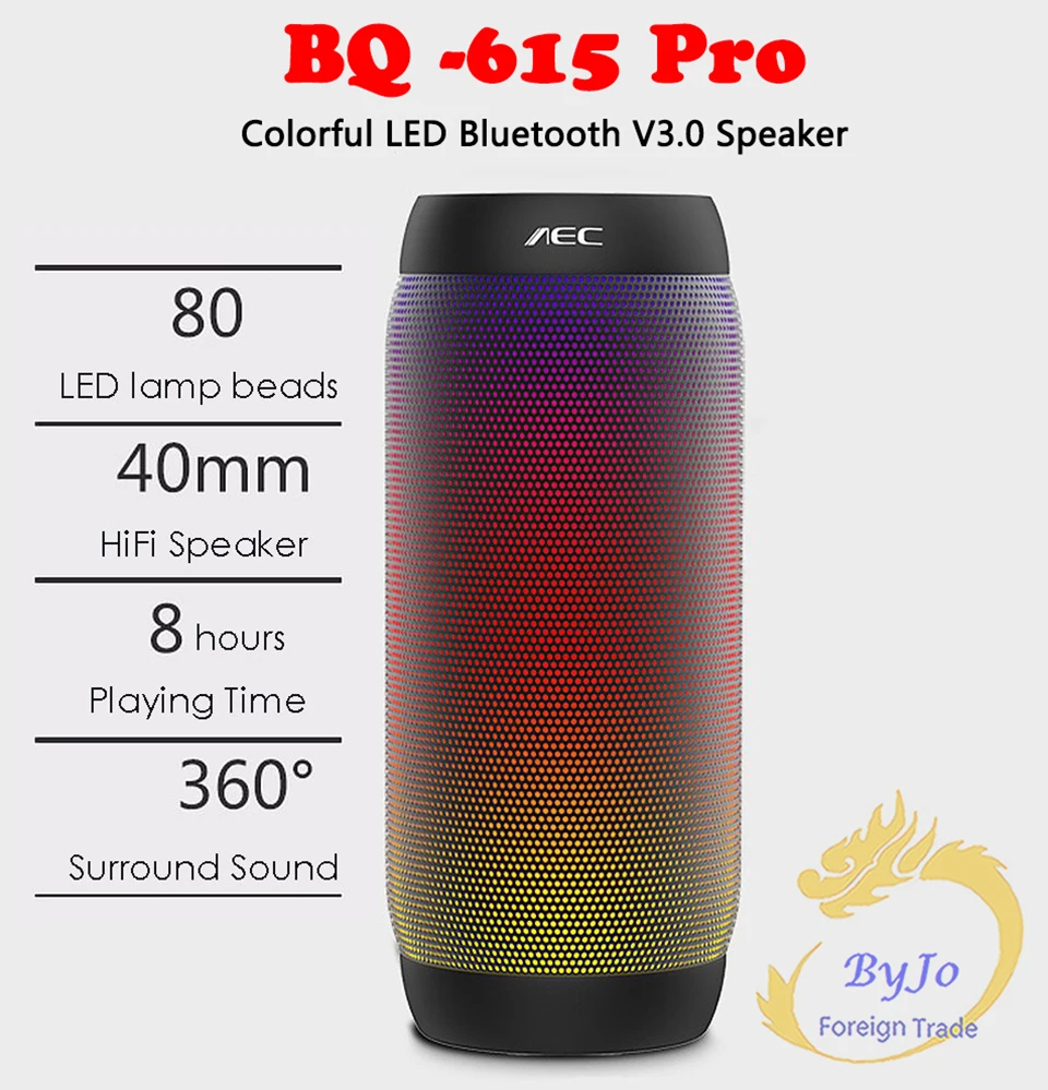 Импульсный динамик BQ 615 цветной светодиодный Bluetooth V3.0 с мигающими огнями 3 5 мм
