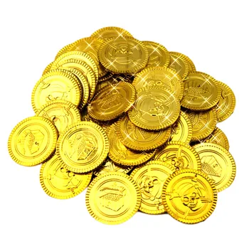 

100pcs Plastic Play Gold Coins Toys for Kids Children Game Halloween St Party Supplies
