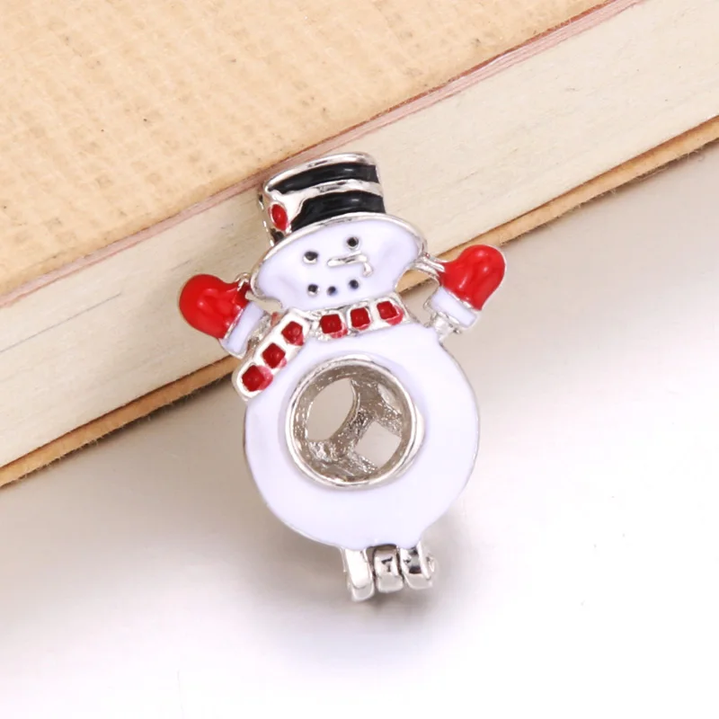 

6pcs Silver Christmas snowman Pearl Cage Locket necklace Pendant Jewelry Making Aroma Essential Oil Diffuser For Oyster Pearl