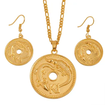 

Papua New Guinea Gold Color K1 Pendant Necklace Earrings for Women PNG Ethnic Jewellery Gifts #J0168