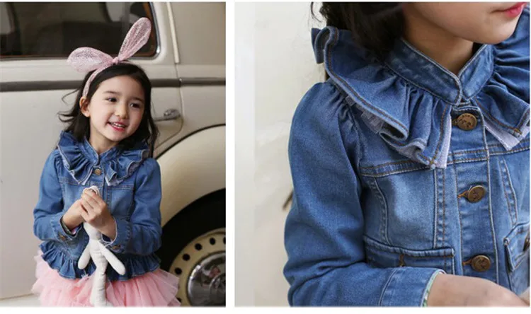 2-8 y children girls jackets lace ruffles denim jackets for girls clothes spring autumn coat fashion wash denim jacket girl (18)