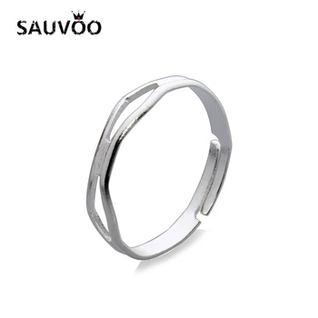 

SAUVOO 100Pcs/lot Silver Color Adjustable Blank Round Ring Base Hollow Wire Ring Setting For DIY Jewelry Making Findings