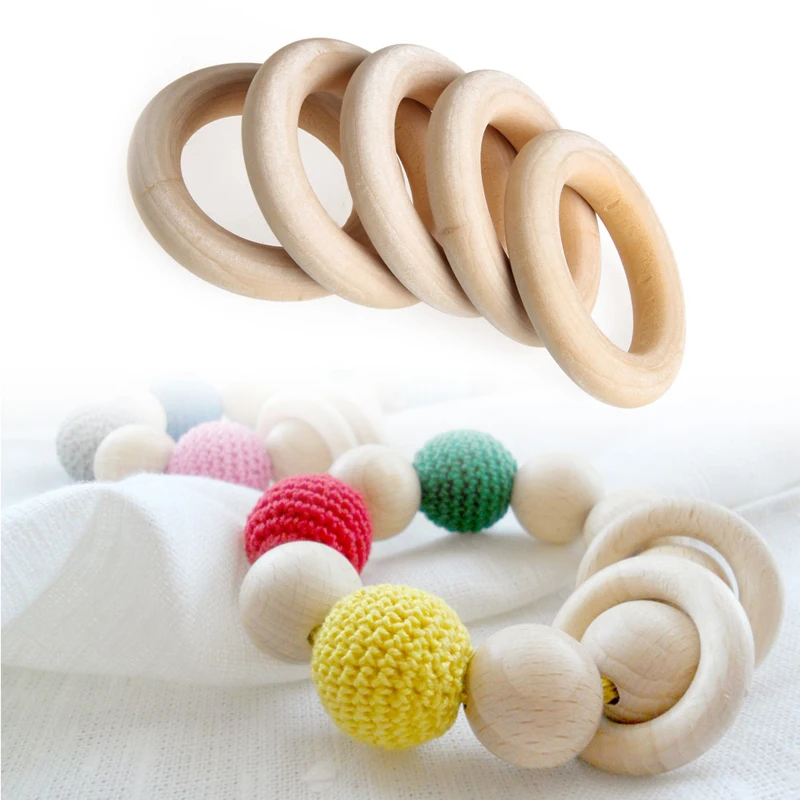 5 шт. Детские кольца прорезыватели из натурального дерева 55 мм|teething ring|baby teething