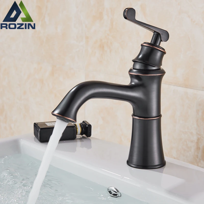 

Black Short Basin Sink Faucet Single Handle Bathroom Vanity Sink Mixer Tap Artistic Design Washing Basin Hot Cold Water Mixers