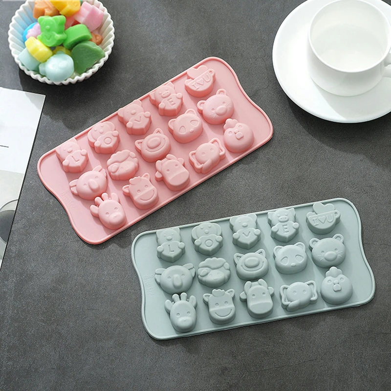 

DIY Candy Molds Ice Cube Trays 21.1x10.4cm Silicone Molds Cute Animal Shape for Home Party Making Ice, Jelly, Chocolate Moulds