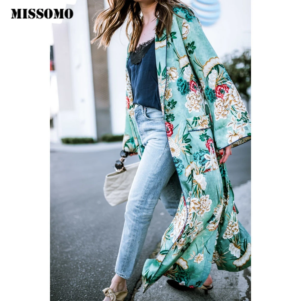 

MISSOMO Clothes Women 2019 Bohemia Floral Tassel Long Kimono Oversized Shawl Tops Mujer drop ship