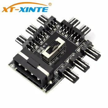 

XT-XINTE 1 to 8 4Pin/SATA Cooler Fan Hub Splitter Cable PWM 3Pin Power Supply Speed Controller Adapter