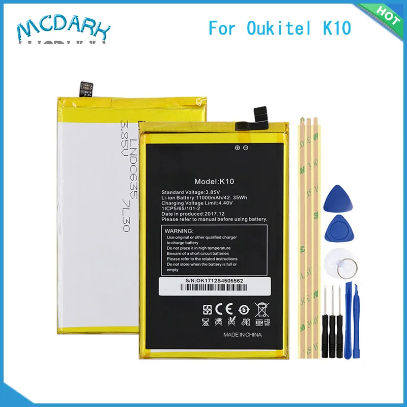 Mcdark 11000 мАч Высокая емкость для Oukitel K10 батарея для Oukitel K10 запасные батареи для сотового телефона перезаряжаемый+ Инструменты