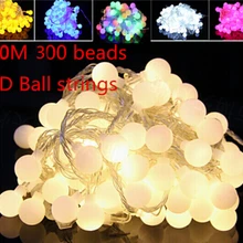 30 м 300 светодиодный 110 В шар гирлянды Рождественские огни новогодние праздничные вечерние свадебные декоративные гирлянды лампы для внутреннего освещения