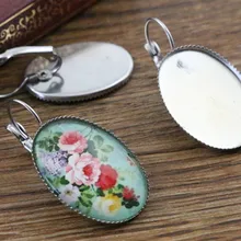 18x25 мм 10 шт нержавеющая сталь Французский рычаг назад серьги пустой/основание, подходит 18x25 мм овальные стеклянные кабошоны; серьги безели(L5-34