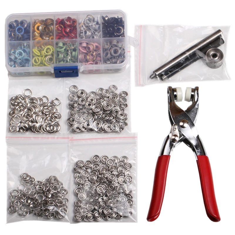Snap Buttons Fasteners 20 Colors Poppers with Snap Pliers Cloth Repairs 400 Sets